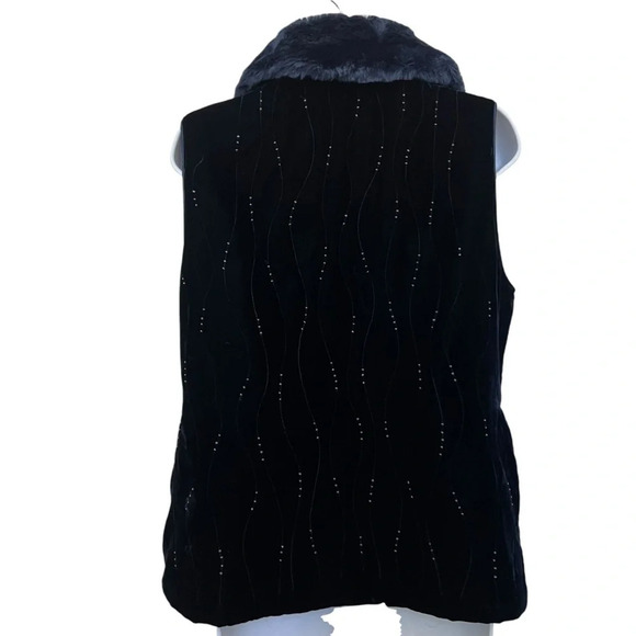 Summit Silks Velvet Silk Vest with removable Fur Blue Size Small - Picture 2 of 10